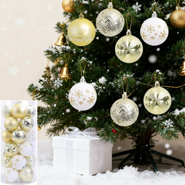 Adornos navideños, regalos navideños, caja de regalo de 24 bolas navideñas, bolas navideñas creativas para pintar a color, bolas colgantes para árbol de Navidad, juego de decoración navideña con colga