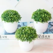 SPRING PARK 1Pc Artificial Plants Centerpiece in Pot Fake Mini Decorative Potted Topiary Shrubs for Office, Home, Indoor, Room Decoration, Green