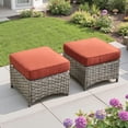 thumbnail image 5 of Ovios 7 Pieces Outdoor Patio Furniture Set All-Weather Rattan Wicker Sectional Sofa and Chairs with Ottomans, Orange Red, 5 of 8