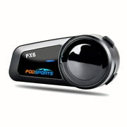 Fodsports Motorcycle Helmet Black Intercom Bluetooth Headset with FM Radio for 6 Riders