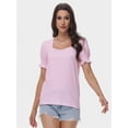 thumbnail image 4 of Women's Loose Fit Puff Sleeve T-Shirt - Square Neck Short Sleeve Top for Business Casual, Work & Summer, 4 of 6
