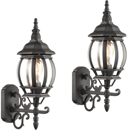 HOLKIRT 2-Pack Outdoor Wall Lantern Waterproof Exterior Wall Sconce Light Matte Black for Porch Garage Doorway