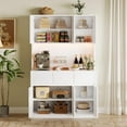 thumbnail image 1 of Bingirl Kitchen Pantry Cabinet with Charging Station, Large Kitchen Pantry with Microwave Countertop and LED Lights, Tall Cabinet with Storage Drawers, 1 of 7