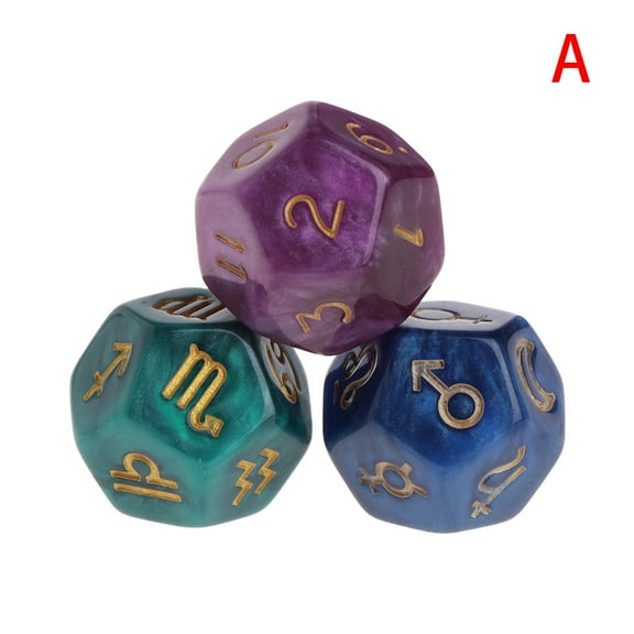 3pcs Multicolor 12 Sided Resin Dice Astrology Tarots Constellation Divination