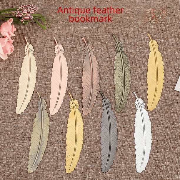 Marcapáginas de plumas creativo de estilo antiguo chino, regalo creativo para estudiantes, juego de marcapáginas de metal, regalo para estudiantes