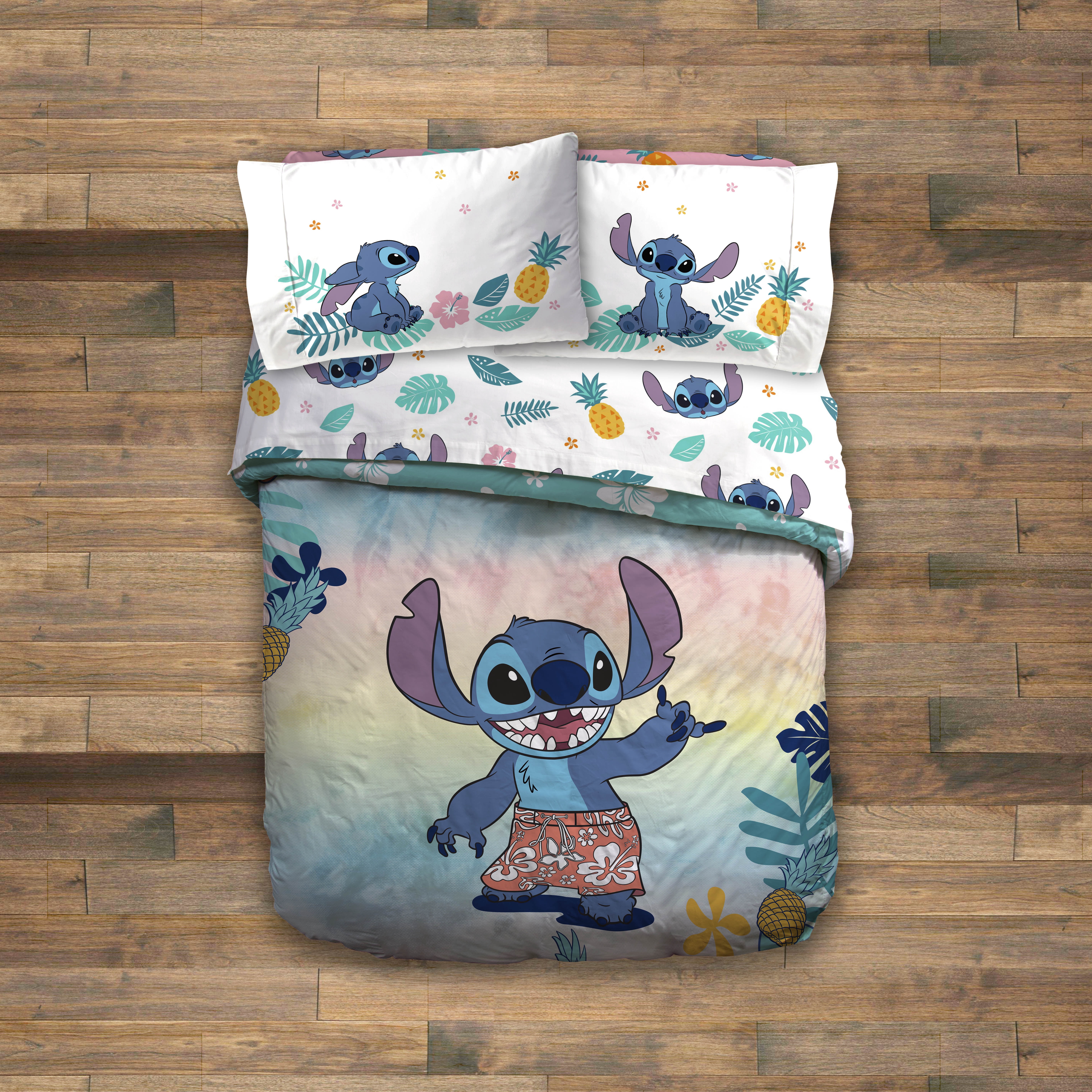 Disney Lilo & Stitch Tie-Dye 7 Piece Full Bed Set w/ Sham, 100% Microfiber