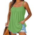 thumbnail image 2 of Womens Camisole Tank Tops, Yigetop Summer Tank Tops for Women 2025 Loose Fit Pleated Square Neck Sleeveless Shirt Curved Flowy Vest Basic Cotton Tee Beach Vacation Clothes for Women Green S, 2 of 7