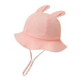 thumbnail image 2 of HAOTAGS Bucket Hats for Babies, Adjustable Wide Brimmed Solid Fisherman Hats Pink Free Size, 2 of 3
