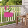 thumbnail image 4 of 1 Pack Metal Hanging Flower Pots for Railing Fence，Outdoor Balcony Rail Planter with Detachable Hooks Drainage Holes for Deck Garden Home Decor, 4 of 5