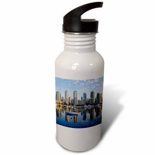 Columbia 32oz Water Bottle Plastic Blue Silver Wide Mouth Lightweight  Travel
