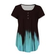thumbnail image 5 of Miluxas Plus Size Women's V- Neck Gradient Printed Tunic Tops Buttons Short Sleeve T-shirt On Clearance Blue 10(XL), 5 of 6