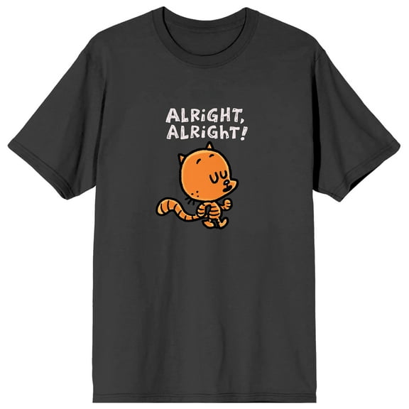 Dog Man Lil' Petey Alright Alright Adult Charcoal Crew Neck Short Sleeve T-shirt-Medium