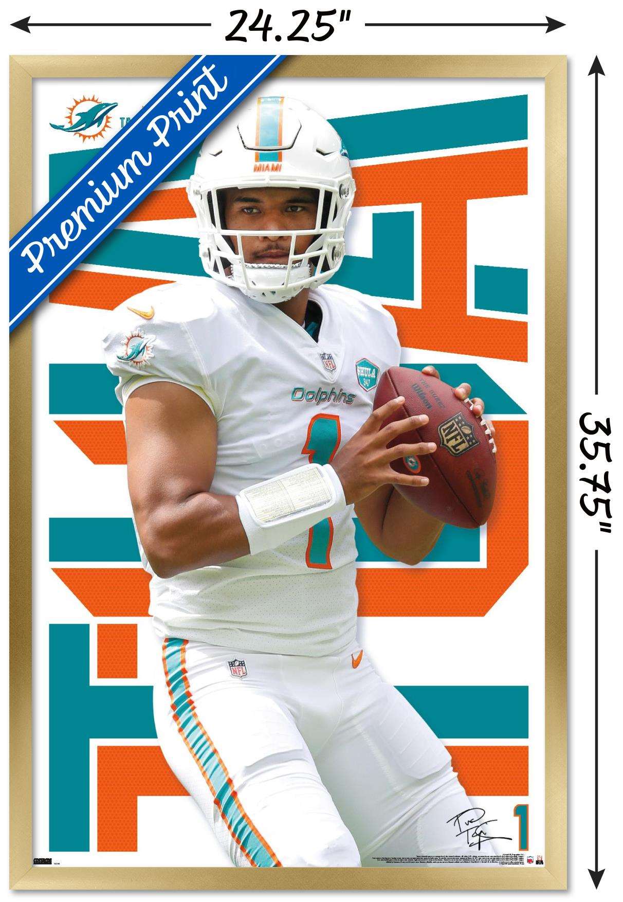 NFL Miami Dolphins - Tua Tagovailoa 20 Wall Poster, 22.375" x 34", Framed
