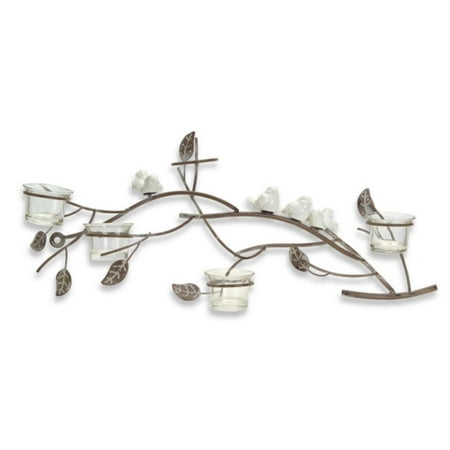 UPC 257554436674 product image for Set of 3 Long tea Light Holder With Birds- Metal and Glass 21 | upcitemdb.com