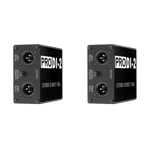 2X ProDI-2 Passive Stereo Direct Box Audio DI Box Direct Injection Box Low Noise Guitar Bass DI 2 Channel