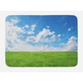 thumbnail image 1 of Blue Sky Bath Mat, Landscape Scenery Print of Greenery Land with a Clear Clouds Sky, Plush Bathroom Decor Mat with Non Slip Backing, 29.5" X 17.5", Lime Green and Sea Blue, by Ambesonne, 1 of 2