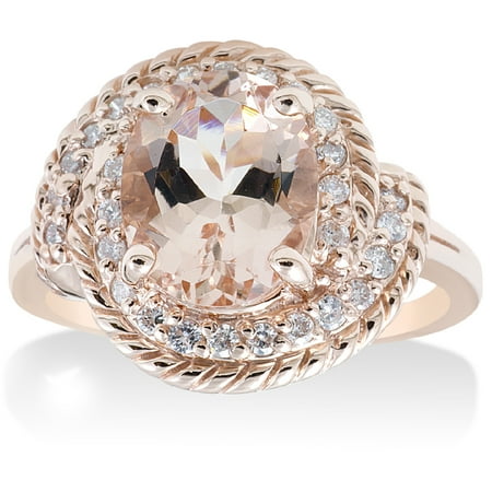 Morganite White Ring - 1 3/4ct Morganite Diamond Vintage Halo Engagement Anniversary Ring 14K Rose Gold