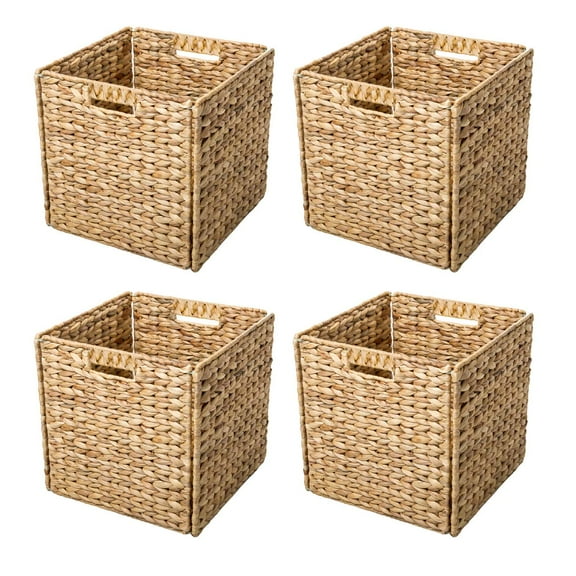 Trademark Innovations  Beige Wicker 12-inch Foldable Storage Basket Quantity 4