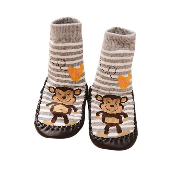 Lefu Baby Slipper Socks Toddler Kids antideslizante piso zapatos Botas Calcetines Algodón Recién nacido Infantil Chicas Niños Dibujos animados Animal Primavera Otoño Invierno （4 pares） 