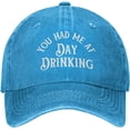 thumbnail image 5 of You Had Me at Day Drinking Funny Hat Adjustable Denim Baseball Cap Black Dad Hat Men Women, 5 of 6