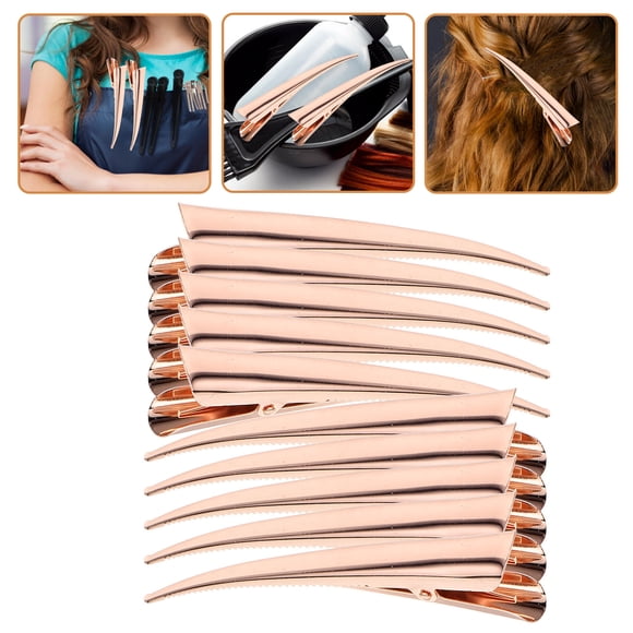 CATIEBYE 10Pcs Rose Gold Hairdresser Sectioning Clips Non Slip Large Hair Clips for Styling Thick Or Thin Hair