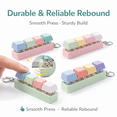 thumbnail image 3 of 4 Pack Clicky Key Press Fidget Keychains, Mini 4-Key Keyboard Keycap Keychain Set, Assorted Colors, Clip-On Bag & Keys, 3 of 5