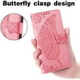 thumbnail image 4 of Étui Portefeuille pour iPhone11 pro, Étui de Protection en Cuir PU à Rabat avec Sangle de Poignet, Fentes pour Cartes, Support de Fleurs Papillon en Relief pour iPhone Rose, 4 of 7