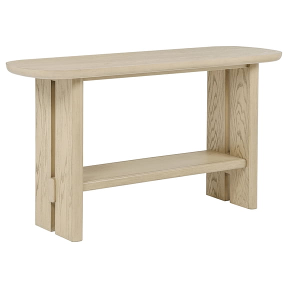 Coaster Kailani Coastal Sofa Console Table with Shelf, Beige Oak