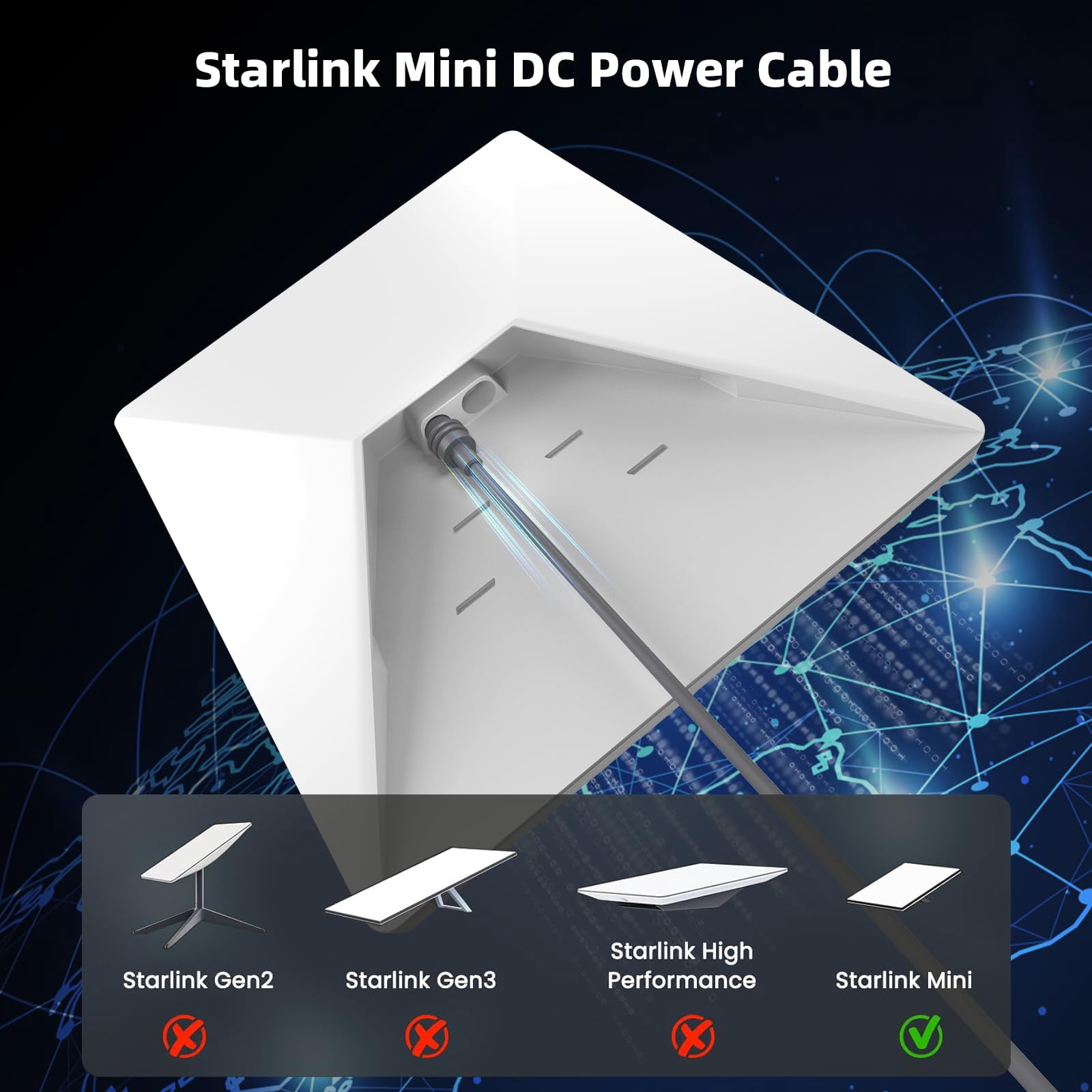 Starlink Mini Extension Cable 16FT (5M), Waterproof DC5521 Male to Female Power Cord, 18AWG DC Extension Cable, Starlink Mini Power Cable for Outdoor, RV, Roof, Accessories