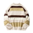 thumbnail image 2 of Pisexur Mens Sweater Mode Rayé Knit Sweater Pull Décontracté à Manches Longues Col Rond Automne Hiver Chaud Pull en Polaire Surdimensionné, 2 of 5