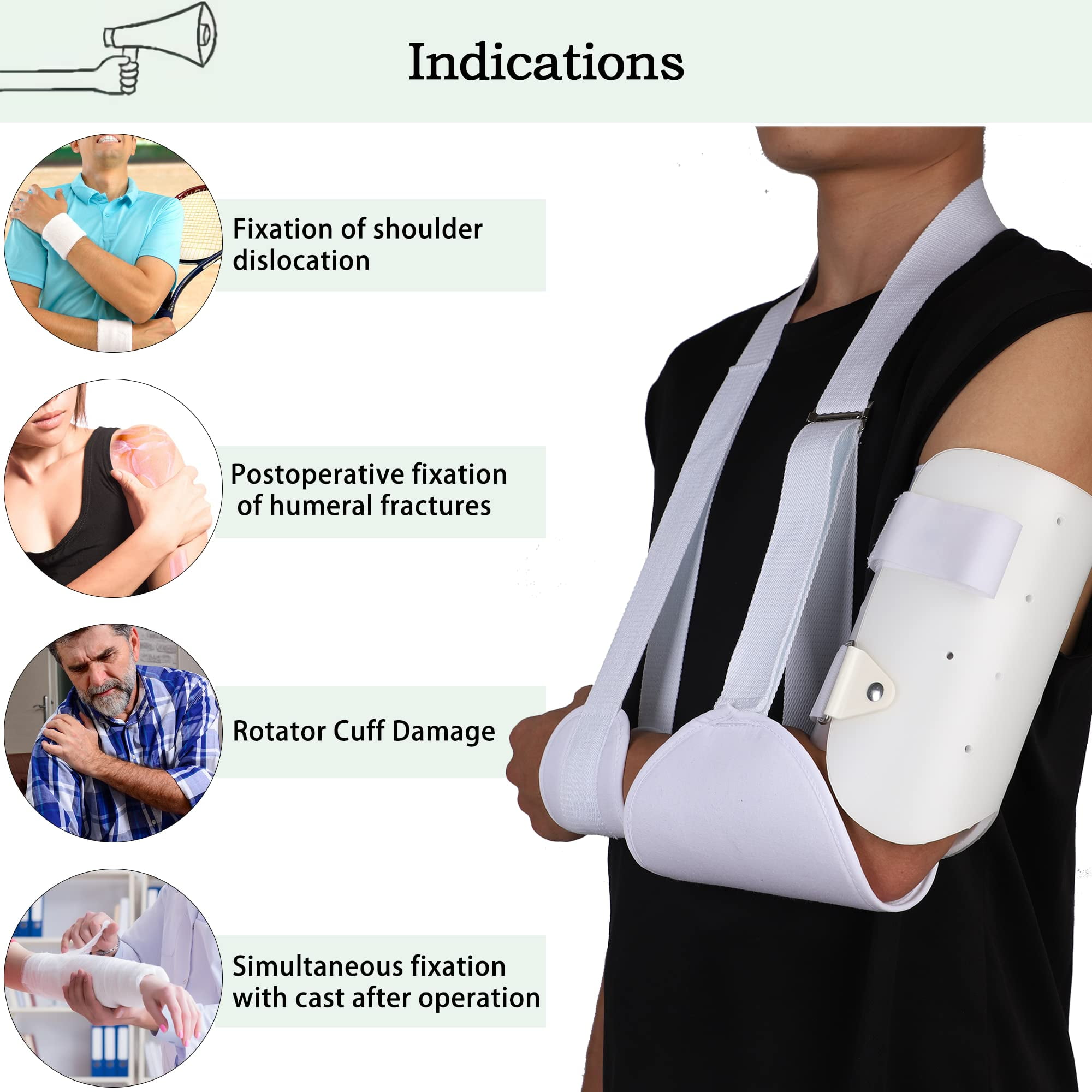 Insunen Arm Sarmiento Cuff - Sarmiento Brace for Humeral Shaft Fracture (White, M)