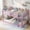 Pink, variant on Sailvan Floor Bunk Bed Twin Over Twin, Solid Wooden/Solid Rubber, Upper Bed Platforms crafted with Strengthened Slats