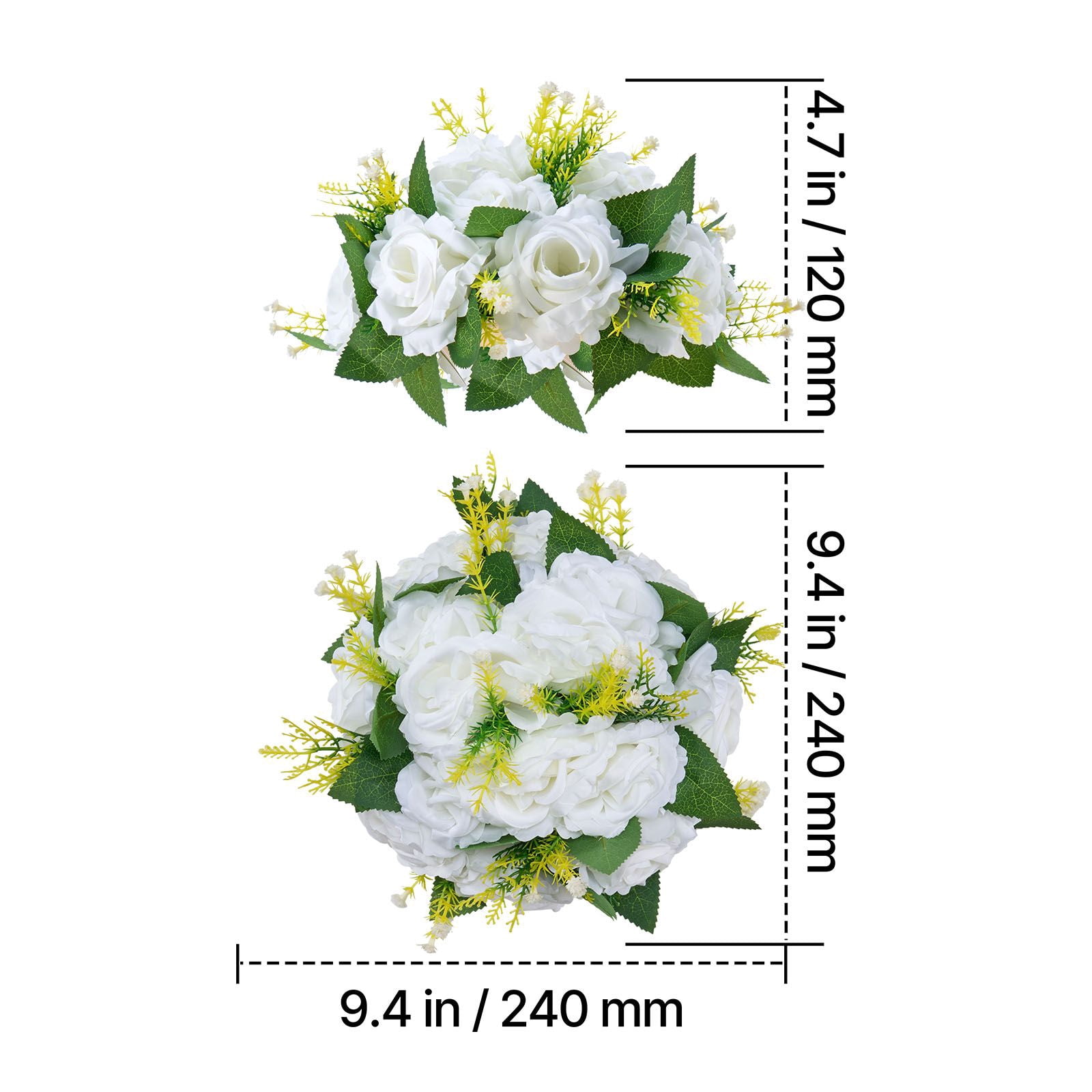 Artificial Flower Balls 10-Pack 9.5 Inch Silk Rose Centerpieces for Wedding Party Table Decor