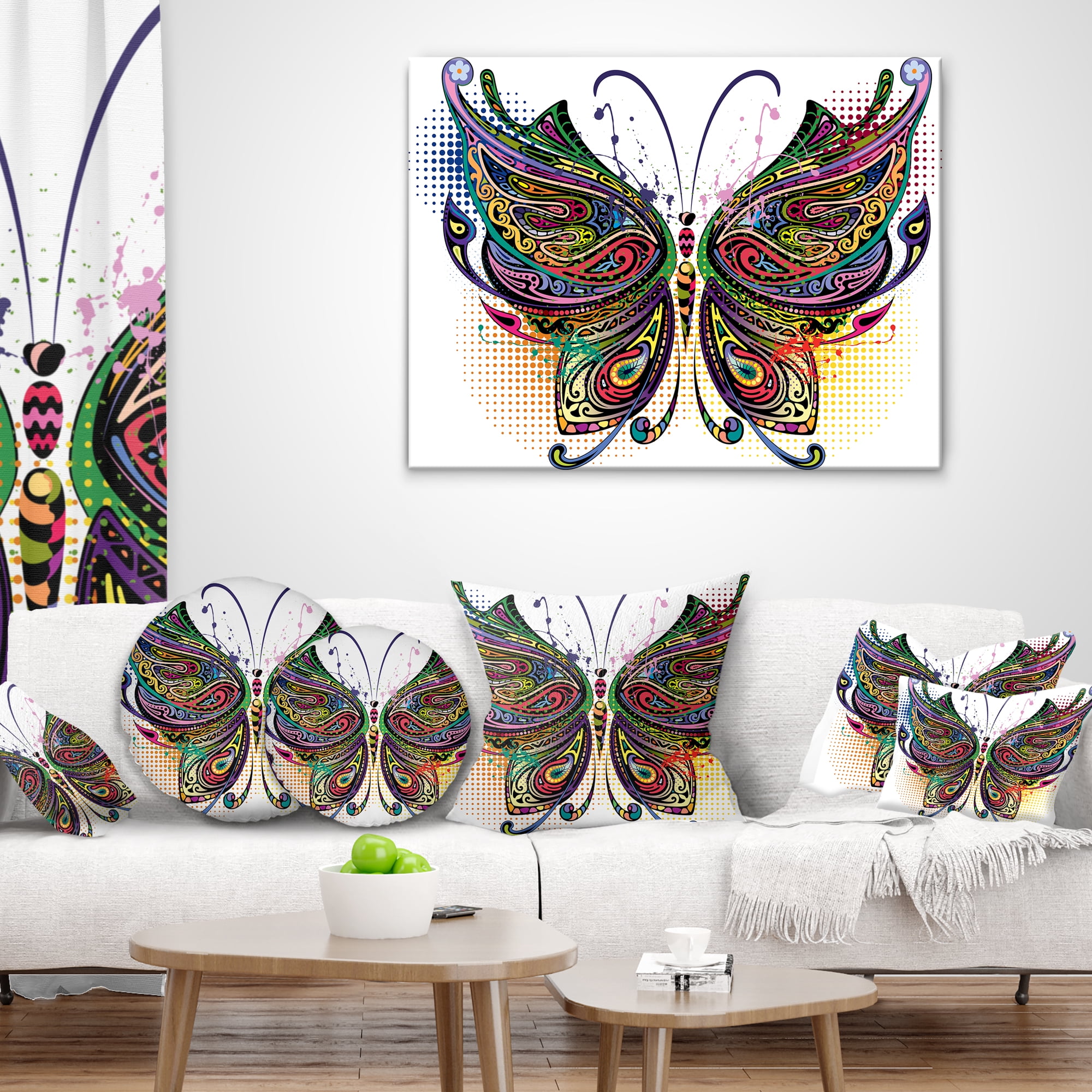 Designart Variegated Butterfly - Abstract Throw Pillow - 16x16