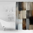 thumbnail image 4 of 54x78 Inch Shower Curtain Decorative Brown Beige Geometric Bathtub Bath Curtains Fabric Waterproof Bathroom Decor Abstract Oil Painting Color Blocks Small Stall Shower Curtain Set with 12 Hooks, 4 of 6