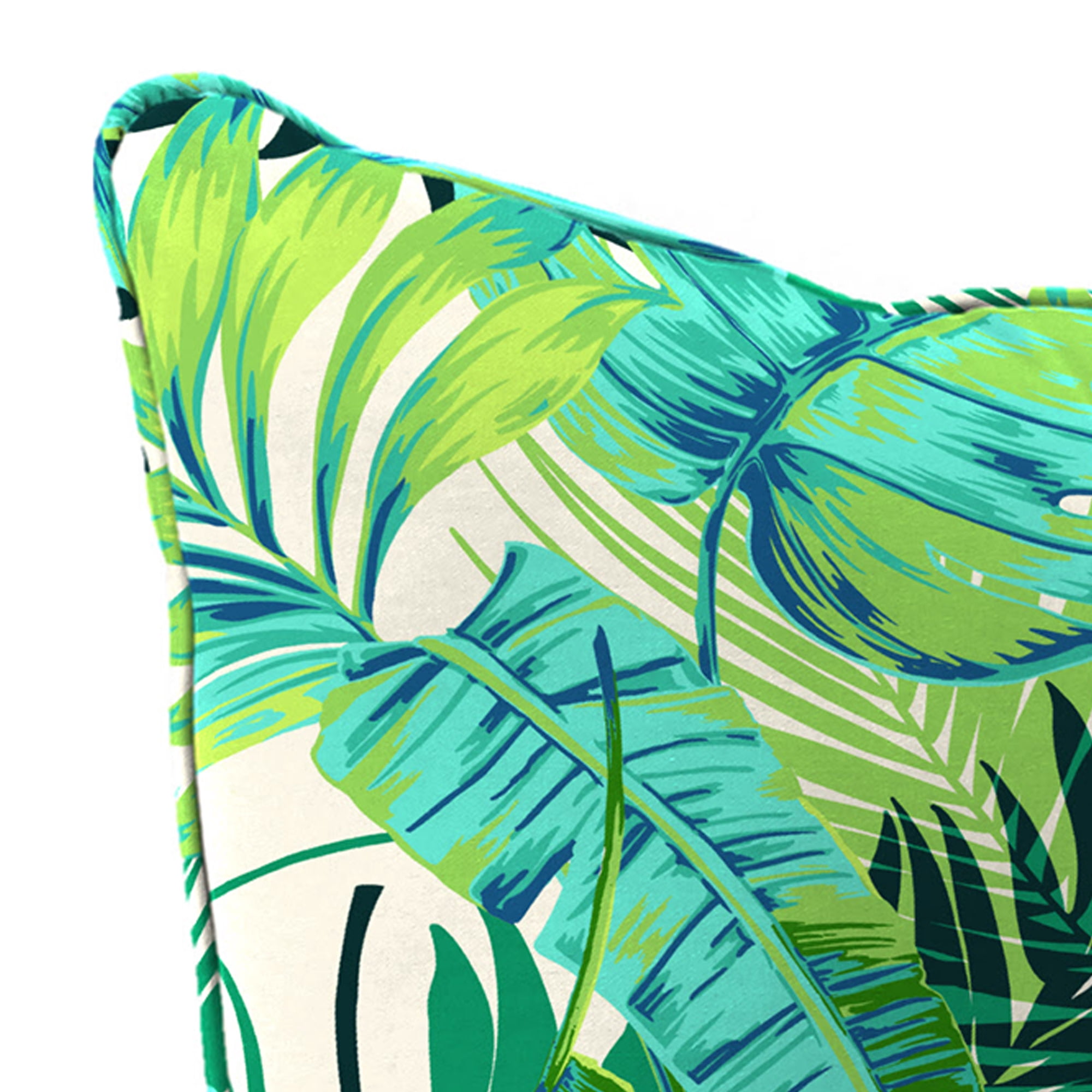 Jordan Manufacturing 46.5" x 24" Kadir Iceberg Green Leaves Rectangular Outdoor Deep Seat Chair Cushion Set with Welt