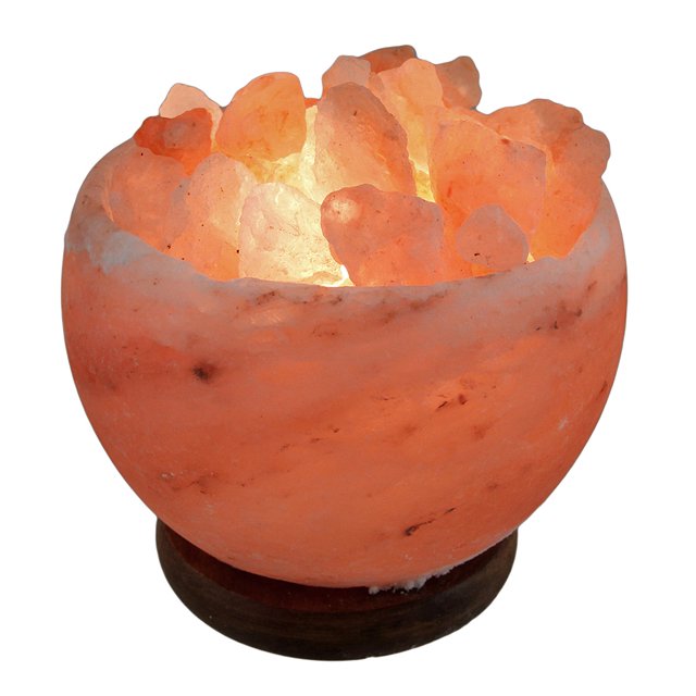 Natural Rock Crystal Filled Himalayan Salt Lamp Bowl 5.5 Inch