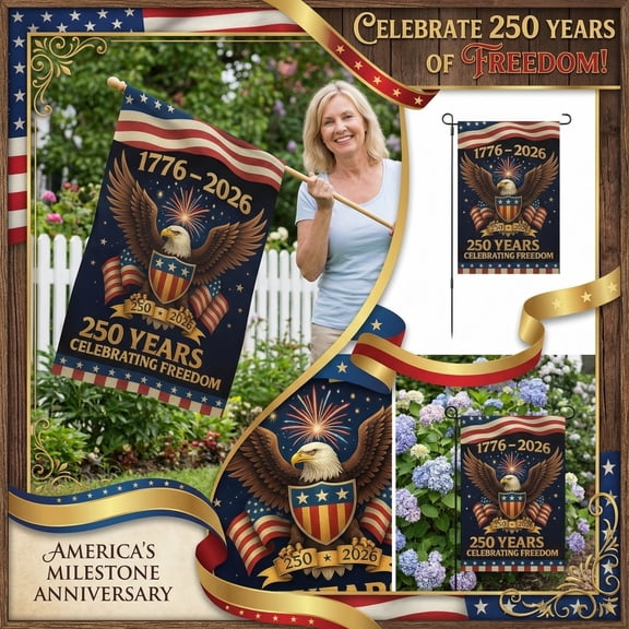 KUNPENG America 250th Anniversary Garden Flag 1776-2026, 12x18 Inch Double Sided Patriotic Vertical Yard Banner, USA Semiquincentennial Decorative Flag for Outdoor Home Decor, Fade Resistant