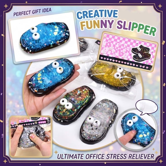 Knisume Slipper Design Slow Rising Squishy Squeeze Toy - Funny Decompression Fidget for Office Desk Stress Relief, Anxiety Relief Soft Gel