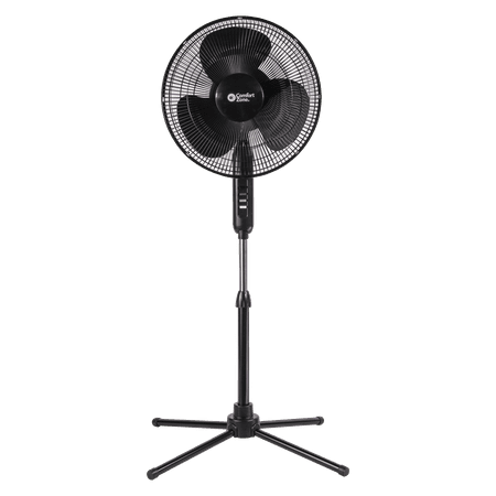 Comfort Zone 16” Oscillating Pedestal Fan  3-speed Options  90-Degree Oscillating Head  Adjustable Height and Tilt  Powerful Air Flow  Black