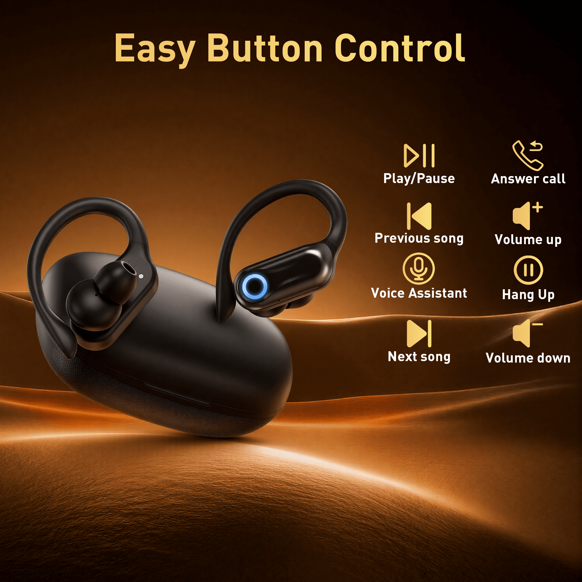 ETEPEHI Wireless Earbuds - 68Hrs Bluetooth 5.4 Headphone Sport, Bluetooth Earbuds Stereo Deep Bass Over Ear Bud with Earhooks, Wireless Headphones for Workout/Running thumbnail 14