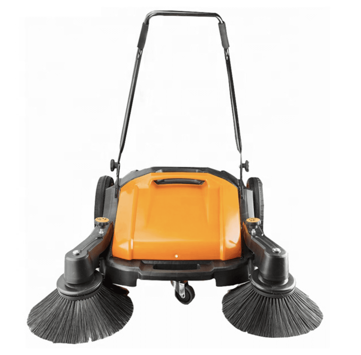 Industrial Floor Sweeper with Dual Side Brooms, 37" Walk-behind Outdoor and Indoor Twin Sweeper, 38,000 square feet per hour, 12 gal waste container