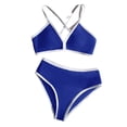 thumbnail image 5 of Tfken Summer Girls Cute Swimsuit Set Outfits Beach Swim 2 Piece Bikini Vest With Swimming Trunks Set Swimwear Quick-Dry Children Soft Bathing Suits Size 9-10 Years Blue, 5 of 6