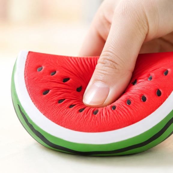 Simulation Watermelon Slice Squishy Squishy for Adults Soft Silicone Sensory Gadget Realistic Fruit Form Office Desk Accessory Pressure Relief Tool 6.89x2.76 Inch 1 Pack
