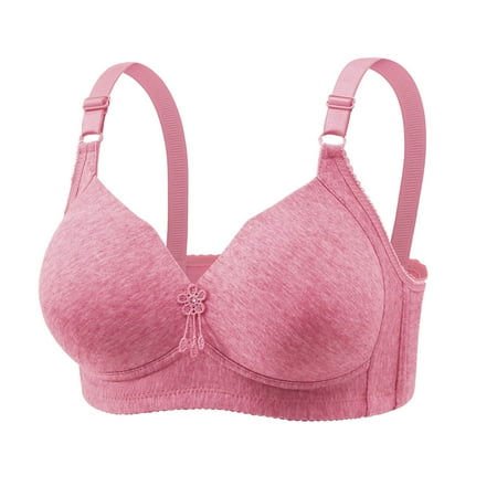 Plus Size Bra Women U Neck Back Closure Brassiere Breathable Supportive Underwear Embroidery Lace Lingerie Full-Coverage Bras Seniors Minimizer Bra
