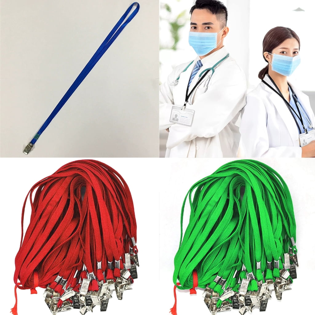 100 Pcs Flat Neck Lanyard Neck Straps Lanyard with Clip Black Lanyards for Teens