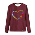 thumbnail image 4 of Pimelu Valentines Day Shirts Women Spring Tops for Women Loose Long Sleeve Round Neck Casual Pullover Blouses Valentines Trendy Dog Paws Heart Print Tshirts, 4 of 5