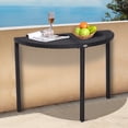 thumbnail image 2 of Outsunny Half Round Side Table, Rattan Coffee Table with Metal Frame Black, 2 of 10