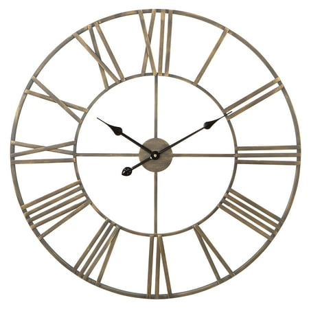 Solange Round Metal Wall Clock - 30" Light Brown