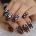 thumbnail image 3 of Clear Jelly Coffin Nails Transparent Grey Glitter Powder Pre-designed False Nails Medium Size Manicure Tips, 3 of 5